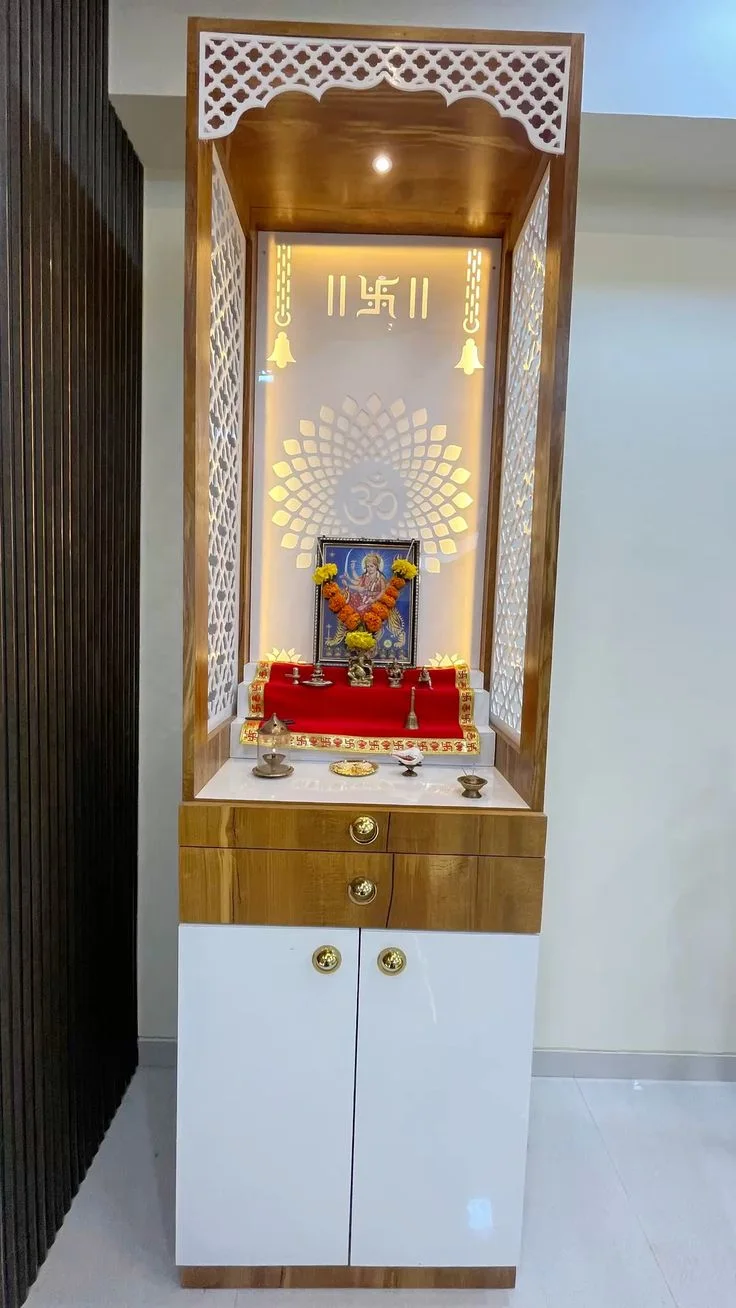 Illuminated pooja niche design Amravati